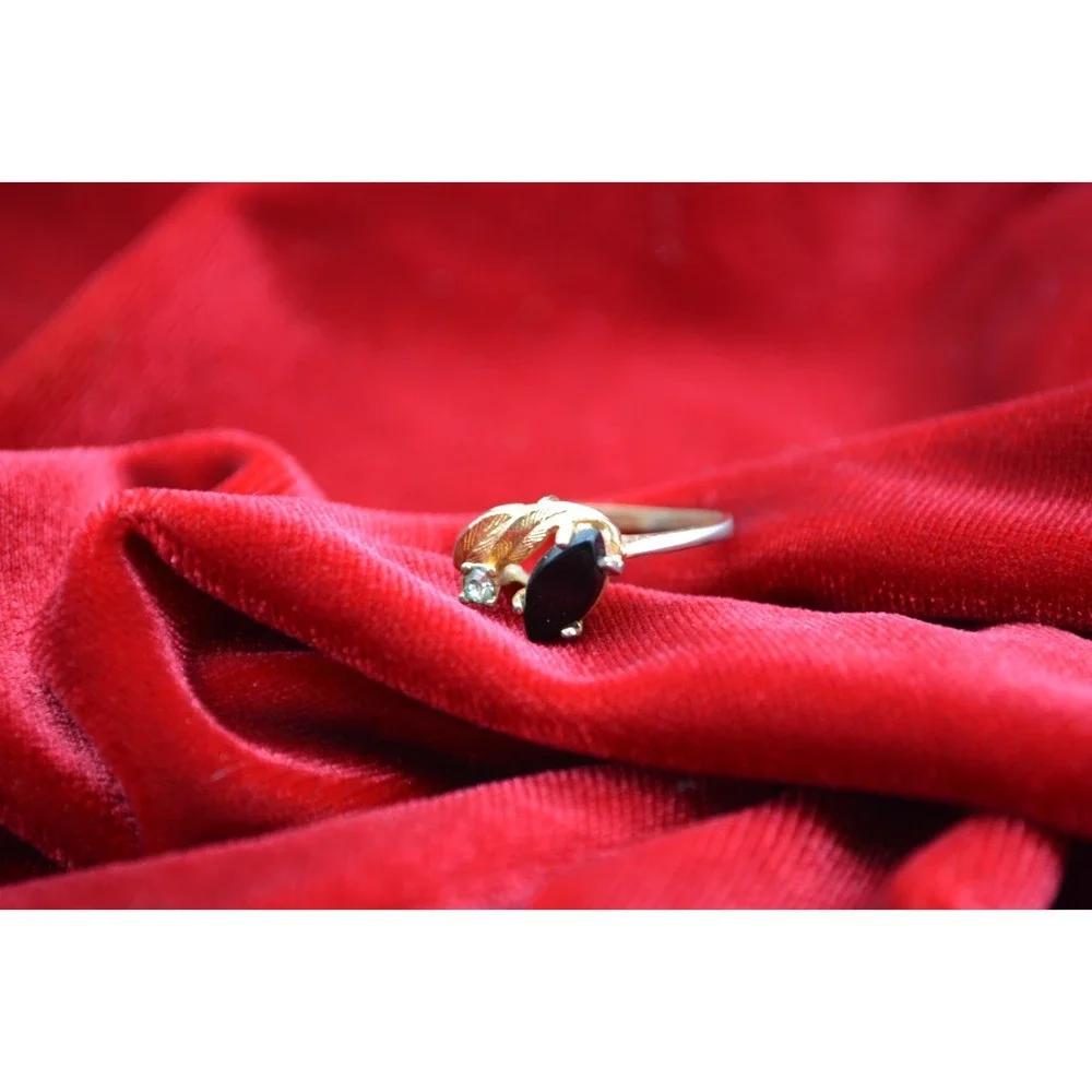 18Kt‎ GE Gold Electroplated Statement Cocktail Ring Size 7 Vintage Costume